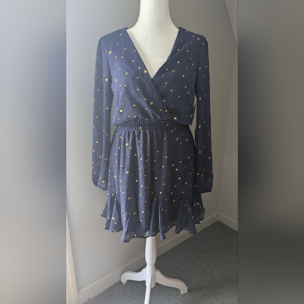 Altar'd State Moonlight Stars Navy Dress Keyhole Back New With Tags